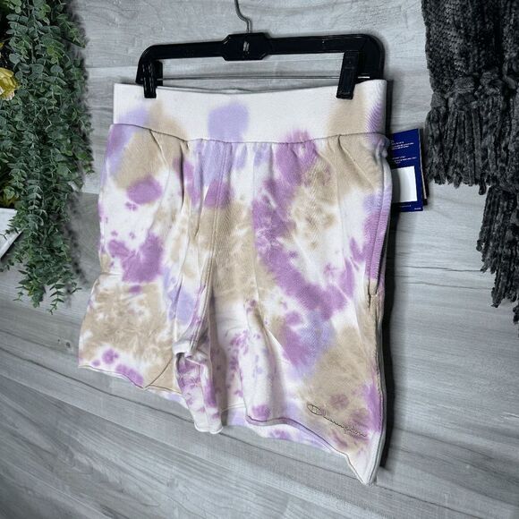 Champion Mens Purple White Tan Tie Dye Active Sweat Shorts Size Medium - Picture 6 of 9